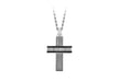 Hoxton London Men's Sterling Silver Bold Leather Ribbed Cross Adjustable Necklace