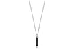 Hoxton London Men's Sterling Silver Black Leather Inlay ylindrial Drop Adjustable Pendant