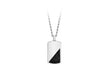 Hoxton London Men's Sterling Silver Black Leather Inlay Dog Tag Adjustable Necklace