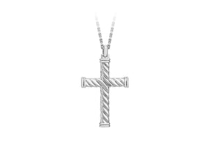 Hoxton London Men's Sterling Silver Twist Cross Adjustable Necklace