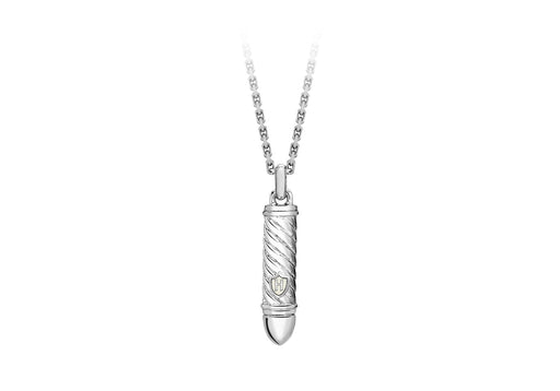 Hoxton London Men's Sterling Silver Twist Bullet Adjustable Necklace