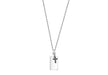 Hoxton London Men's Sterling Silver Black Sapphire Set Cross and Dog Tag Adjustable Necklace