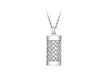 Hoxton London Men's Sterling Silver Rhodium Plated Herringbone Rectangular Adjustable Necklace
