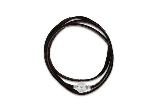 Sterling Silver Brown Leather Wrap Bracelet 61m/24"9
