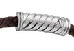 Hoxton London Men's Sterling Silver Twist Plaited Leather Silver Magnetic  Bracelet
