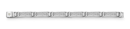 Hoxton London Men's Sterling Silver Rhodium Plated Herringbone Rectangular Link Bracelet