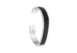 Hoxton London Men's Sterling Silver Black Printed Leather Inlay uff Bangle