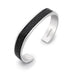 Hoxton London Men's Sterling Silver Black Printed Leather Inlay Cuff Bangle