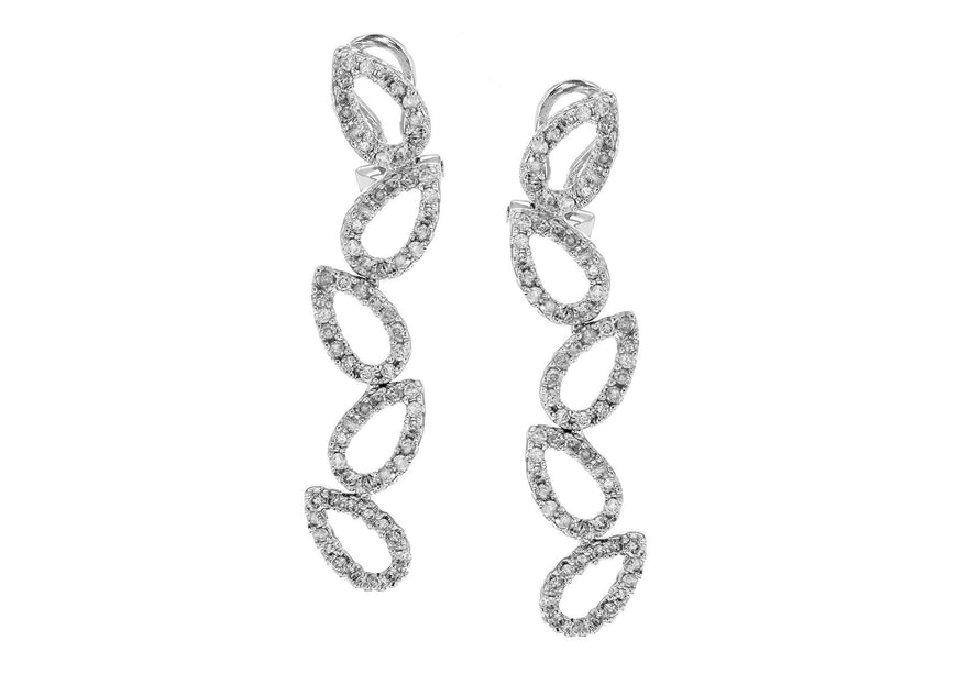1ct Diamond Set Leaf Link Earrings 18ct White Gold 