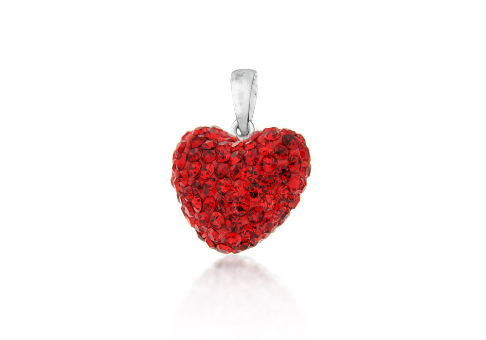 RED Crystal PUFF HEART Pendant