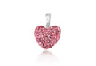 Sterling Silver Pink Crystal Puff Heart Pendant