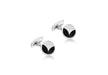 Hoxton London Men's Sterling Silver and Onyx Round Cufflinks