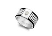 Hoxton London Men's Sterling Silver Bold Leather Ribbed Ring