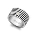 Hoxton London Men's Sterling Silver Stripe Horizontal Striped Ring