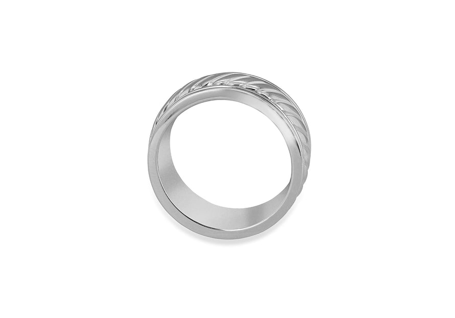 Hoxton London Men's Sterling Silver Twist Wide Ring