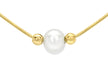 9ct Yellow Gold Pearl and Ball Hexagonal Snake Chain Necklace