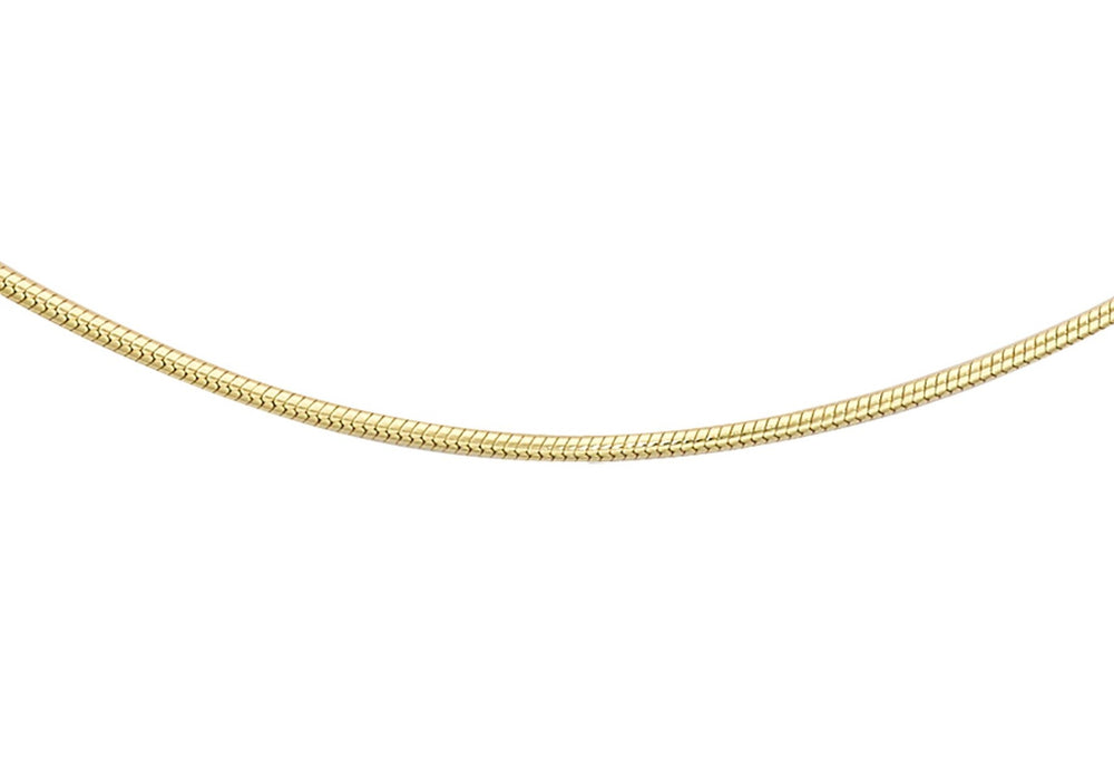 9ct Yellow Gold Mini Round Snake Chain 41cm/16" - Dynagem 