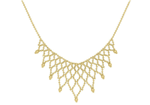 9ct Yellow Gold Diamond Cut Ball Chain Fringe Necklace 43cm/17" - Dynagem 