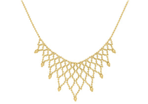 9ct Yellow Gold Diamond Cut Ball Chain Fringe Necklace  43m/17"9