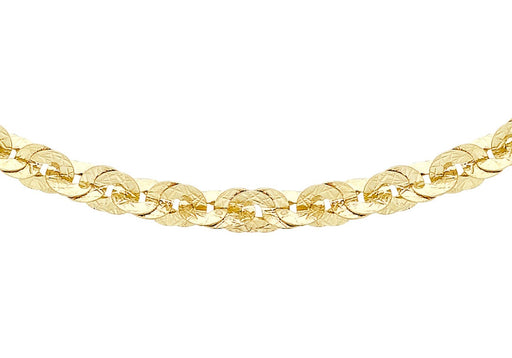 9ct Yellow Gold 350 Textured Paillettes Link Necklace 41cm/16" - Dynagem 