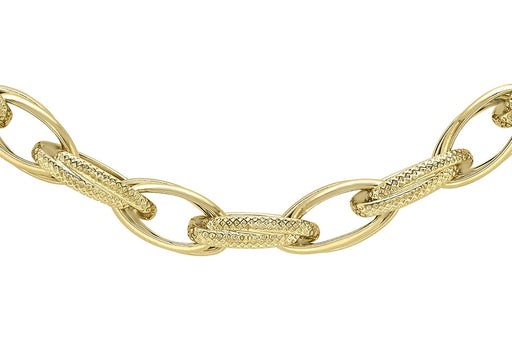 9ct Yellow Gold 6.2mm Textured and Plain Link 'Prince of Wales' Chain 46cm/18" - Dynagem 