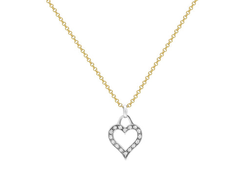 9ct 2-Colour Gold Zirconia  Heart Pendant on Belcher  Necklace  46m/18"9