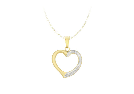 9ct 2-Colour Gold Patterned Heart Trace Chain Necklace