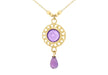 9ct Yellow Gold Amethyst Disc Drop Necklace  43m/17"9