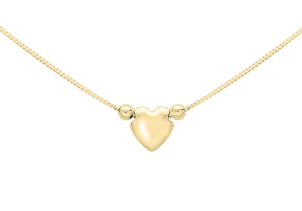 9ct Yellow Gold 3-Heart Charm Box Chain Necklace  42m/16.5"9
