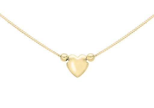9ct Yellow Gold 3-Heart Charm Box Chain Necklace  42m/16.5"9