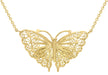 9ct Yellow Gold Diamond Cut Filigree Butterfly Pendant Chain Necklace  