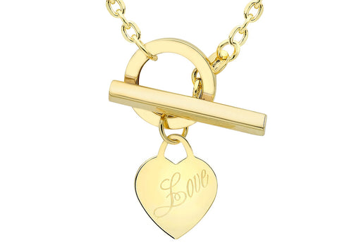 9ct Yellow Gold Heart Tag T-Bar 'Love' Necklace  46m/18"9
