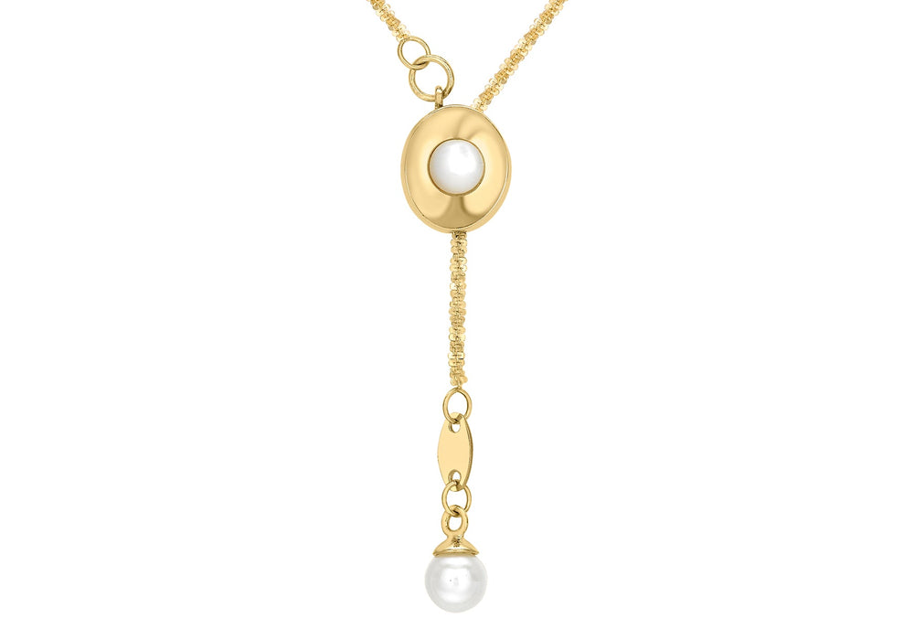 9ct Yellow Gold Pearl Drop Slider Necklace  61m/24"9