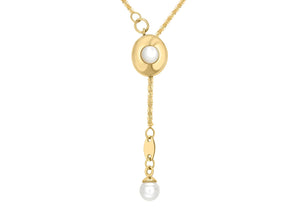 9ct Yellow Gold Pearl Drop Slider Necklace  61m/24"9