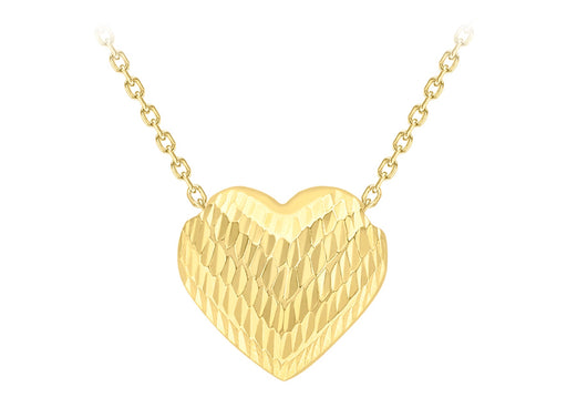 9ct Yellow Gold 12.2mm x 11.2mm Diamond Cut Sliding Heart Necklace  44.5m/17.75"9