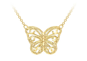 9ct Yellow Gold Diamond Cut Butterfly Adjustable Necklace  