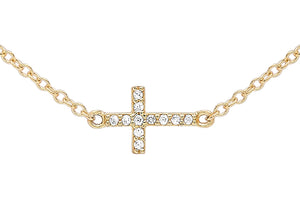 9ct Yellow Gold Zirconia  Triple-Cross Adjustable Necklace  43m/17"-46m/18"9