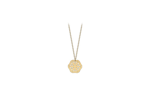 9ct Yellow Gold 12.5mm x 12.5mm Satin Hexagon Flower Adjustable Necklace  41m/16"-43m/17"9