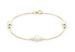 9ct Yellow Gold Pearl and Ball Snake Chain Bracelet 19m/7.5"9