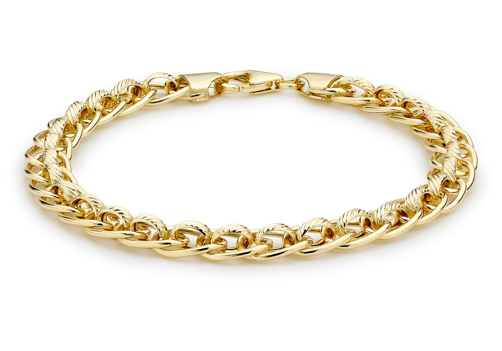 9ct Yellow Gold Textured Rollerball Bracelet 19m/7.5"9