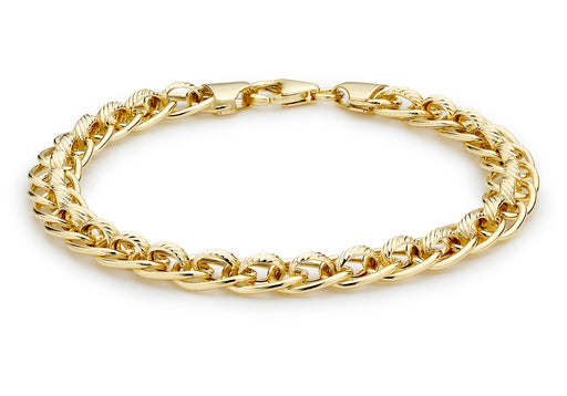 9ct Yellow Gold Textured Rollerball Bracelet 19m/7.5"9
