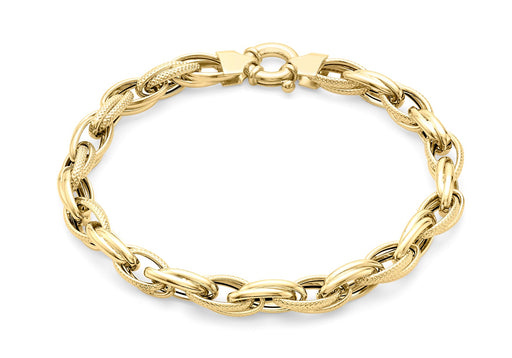 9ct Yellow Gold Textured Link Bracelet 19m/7.5"9
