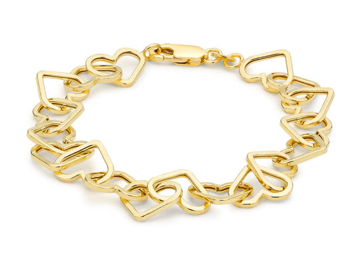 9ct Yellow Gold Heart Link Belcher Bracelet