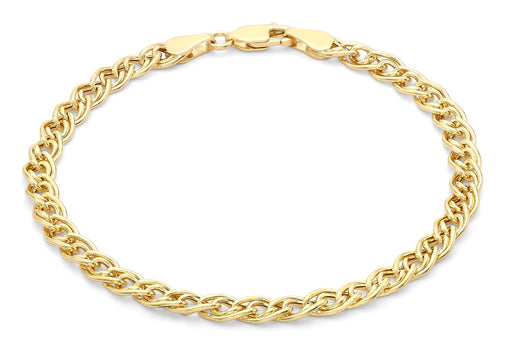 9ct Yellow Gold Double Hollow Link Bracelet 18m/7"9