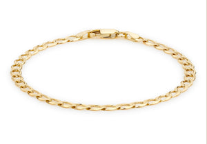 9ct Yellow Gold Diamond Cut Flat Curb Bracelet 23m/9"9