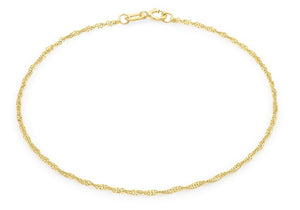 9ct Yellow Gold 16 Twist Curb Chain Anklet 23m/9"9