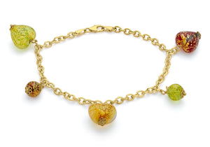 9ct Yellow Gold Venetian Heart and Beach CCharm Bracelet