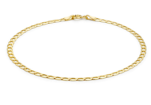 9ct Yellow Gold Diamond Cut Flat Curb Bracelet 19m/7.5"9