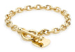 9ct Yellow Gold Oval Belcher  Heart Tag T-Bar Bracelet