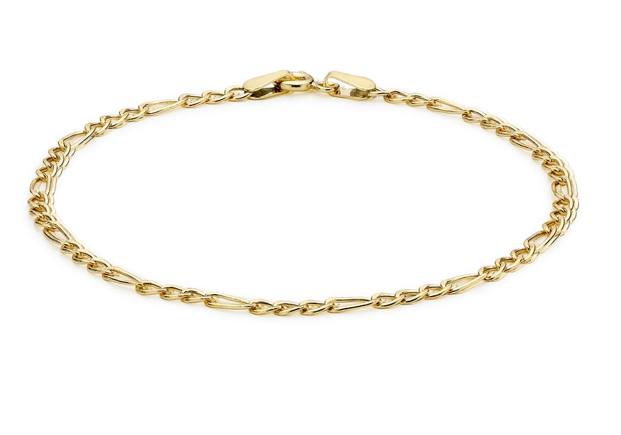 9ct Yellow Gold Hollow Figaro Anklet 25.5m/10"9